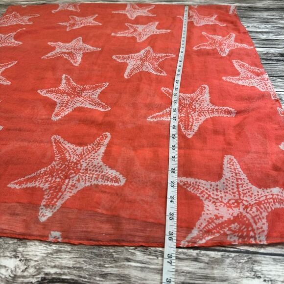 Unbranded Women's Rectangle Starfish Sheer Neck Scarf Coral Salmon Pink White OS - Picture 7 of 7